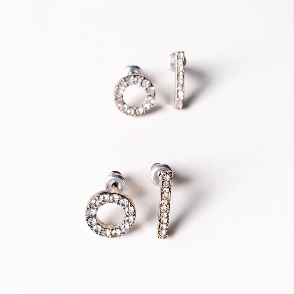 Like New Set of x4 Mix-and-Match Faux Diamond Post Earrings
